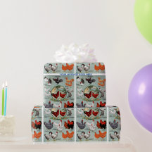 Papel de embrulho com padrão de raças de galinhas