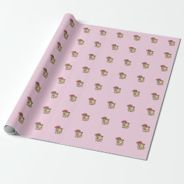 Papel de embrulho com padrão de raposa e balão de 