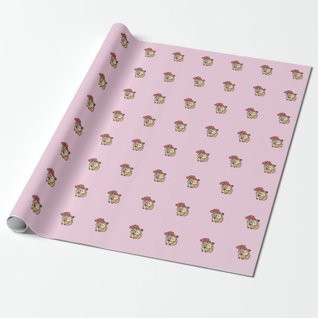 Papel de embrulho com padrão de raposa e balão de  (Desenrolado)