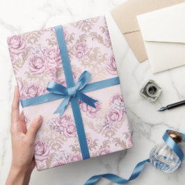 Papel de embrulho com padrão de rosa de luxo