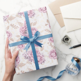 Papel de embrulho com padrão de rosa de luxo