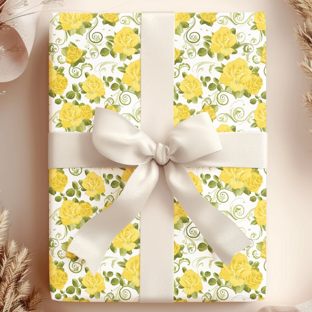 Papel de embrulho com padrão de rosas amarelas (Criador carregado)