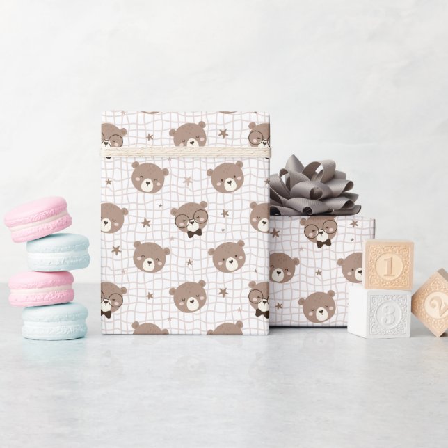 Papel de embrulho com padrão de urso de desenho an (Chá de bebê)