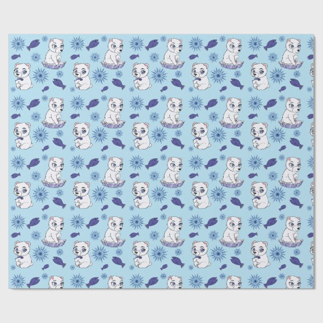 Papel de embrulho com padrão de Ursos Polares Bebê (Aberto)