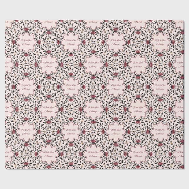 Papel de embrulho com padrão floral Com amor sempr (Barra)