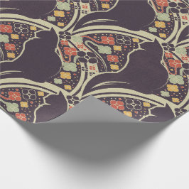 Papel de embrulho com padrão floral de gato Art De