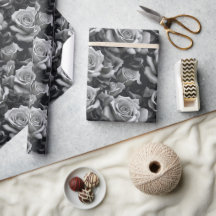 Papel de embrulho com padrão floral de rosa preta