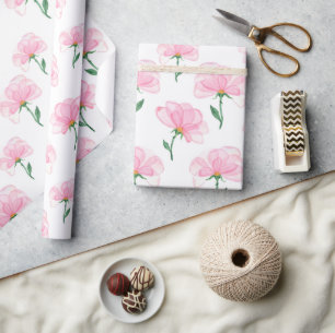 Papel de embrulho com padrão floral rosa elegante