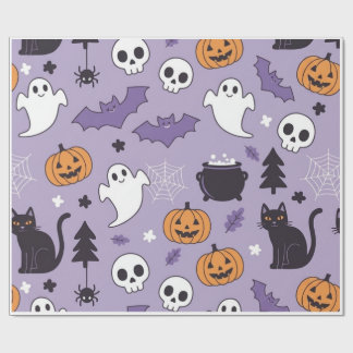 Papel de embrulho com padrão fofo de Halloween