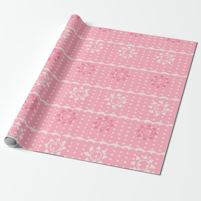 Papel de embrulho com padrão rosa e creme (Desenrolado)