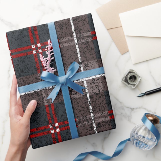 Papel de embrulho com padrão xadrez de Natal (Presentear)