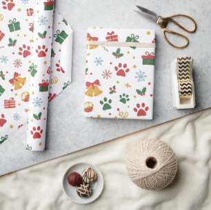 Papel de embrulho com pegadas de patas de Natal &