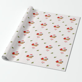 Papel de embrulho com pontos e chapéu de Papai Noe