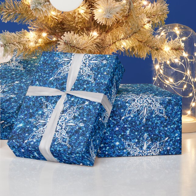 Papel de embrulho com purpurina e flocos de neve (Feriados)