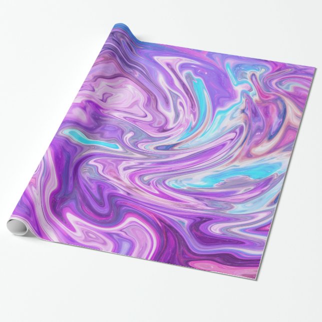 papel de embrulho com redemoinhos rosa, azul e rox (Desenrolado)
