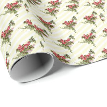 Papel de embrulho com rosas da primavera em listra