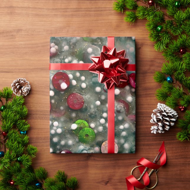 Papel de embrulho com Slime de lantejoulas (Presente de Natal)