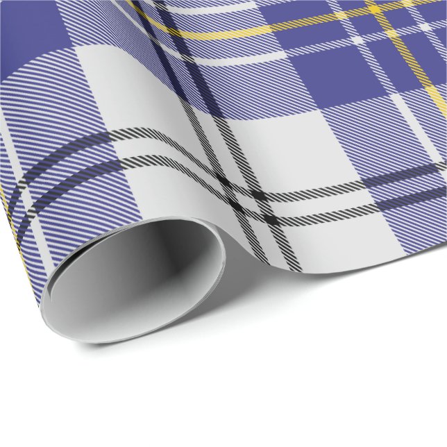 Papel de embrulho com tartã azul do Clan MacPherso (Ponta do rolo)