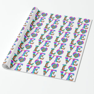 Papel de embrulho com Tie Dyed de amor