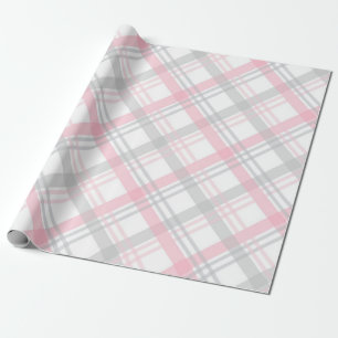 Papel de embrulho com xadrez cinza e rosa