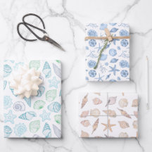 Papel de embrulho conchas, papel de presente da pr