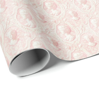 Papel de Embrulho Coquete Camafeu Rosa Vintage