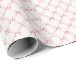 Papel de Embrulho Coquette com Laço Rosa Vintage