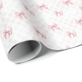 Papel de Embrulho Coquette com Laço Rosa Vintage