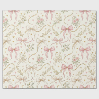 Papel de embrulho Coquette Pink Bow & Vintage Bota