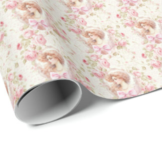 Papel de Embrulho Coquette Rosas Rosa Antigas