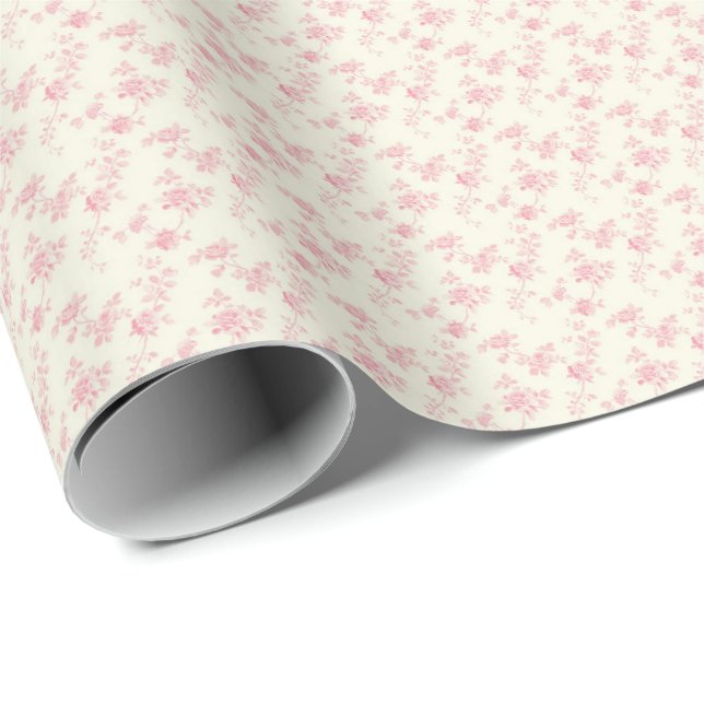 Papel de Embrulho Coquette Rosas Rosa Antigo (Ponta do rolo)