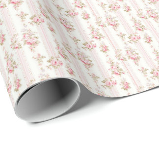 Papel de Embrulho Coquette Rosas Rosa Vintage