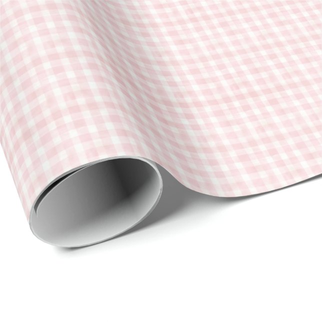 Papel de embrulho Coquette Xadrez Gingham Rosa Vin (Ponta do rolo)