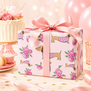 Papel de embrulho cor-de-rosa-palha para presente