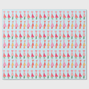 Papel de embrulho Corações de árvore de Natal