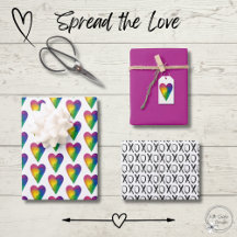 Papel de embrulho Corações em Aquarela e XOXO
