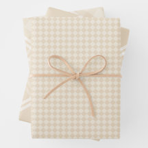 Papel de embrulho Country Chic Creme Xadrez e Diam