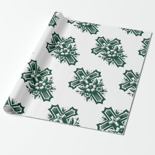 Papel de embrulho cristão Cruz em Flor
