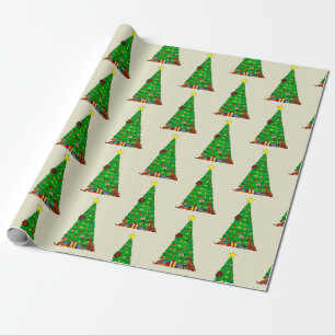 Papel de embrulho da árvore de Natal do cão
