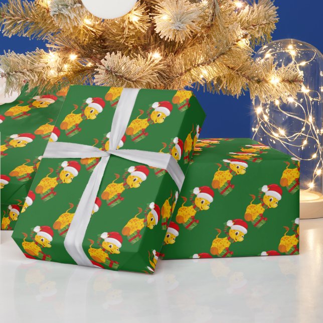 Papel de embrulho da girafa de Natal do bebê (Feriados)