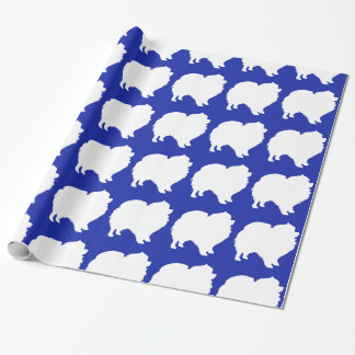 Papel de embrulho da Pomerânia azul-silhueta branc