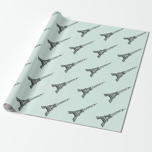 Papel de embrulho da Torre Eiffel Verde-Menta