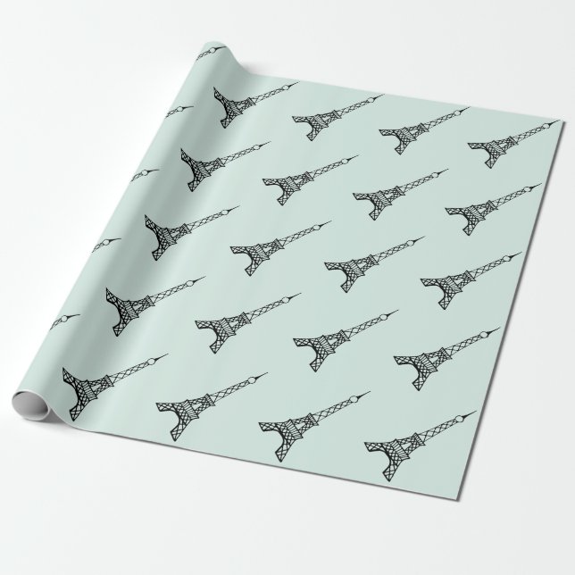 Papel de embrulho da Torre Eiffel Verde-Menta (Desenrolado)