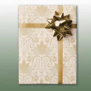 Papel de embrulho Damask tom dourado para todas as