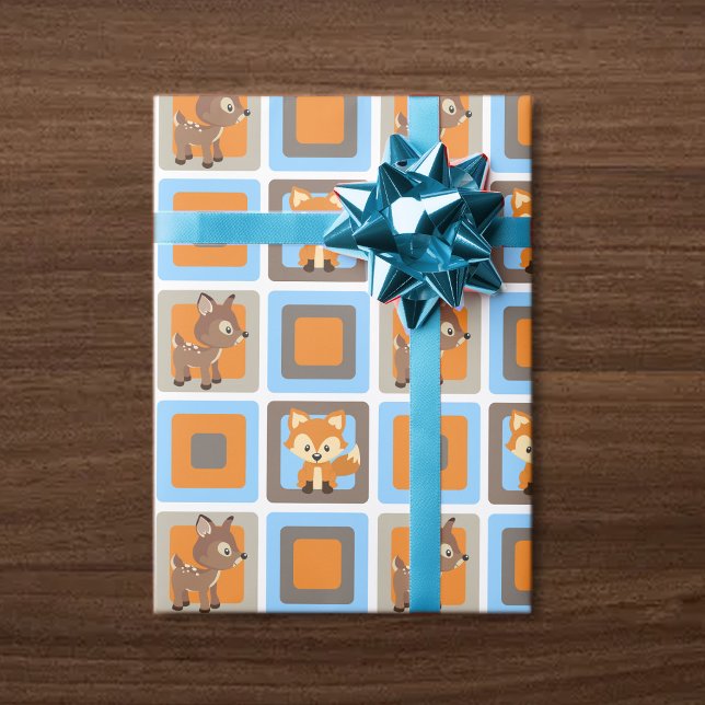 Papel de embrulho de animais da floresta azul da f (Criador carregado)