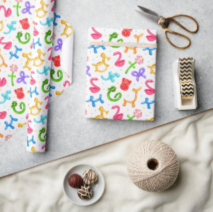 Papel de embrulho de animais de balão, papel de pr