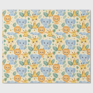 Papel de embrulho de animais de safari para bebês