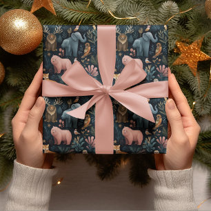 Papel de embrulho de animais selvagens de Natal