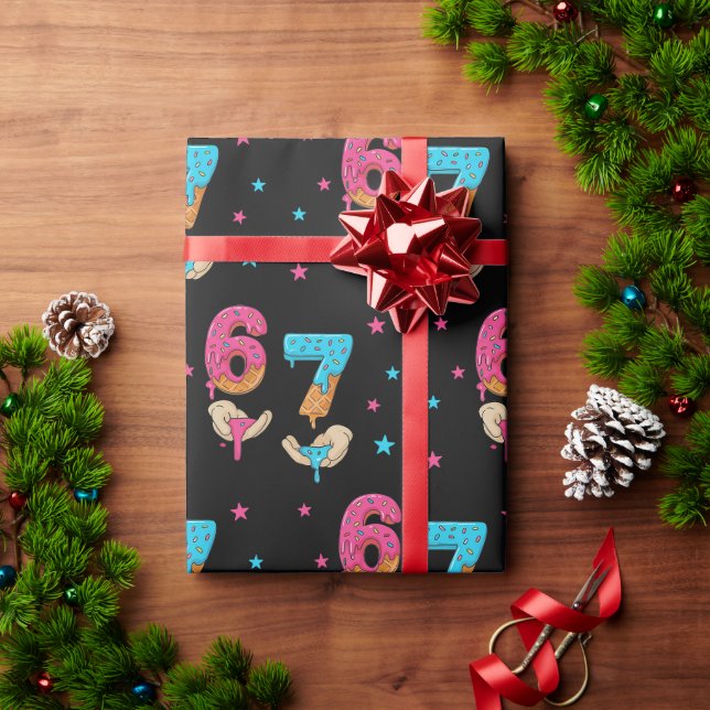 Papel de embrulho de aniversário 6 7 Meme Six Seve (Presente de Natal)