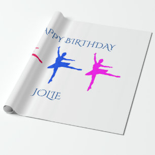 Papel de embrulho de aniversário Ballerina. Nome